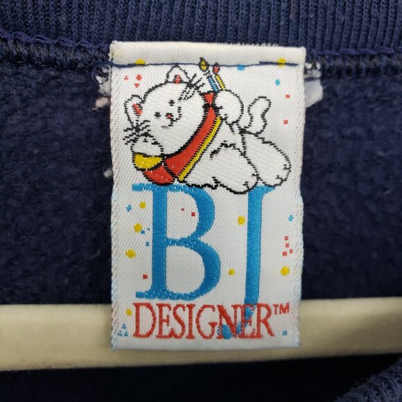 Vintage Sagittarius Zodiac Sweatshirt M Parachute Cat Graphic Stars Navy Teal - Picture 7 of 8